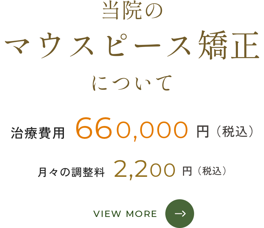 当院のマウスピース矯正治療費用660,000円税込